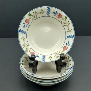 Nikko Avondale Cereal Bowls Provincial Designs Red Blue Floral Soup Cereal Bowls